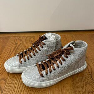 P448 Sally Silver Cobra High Top Sneakers